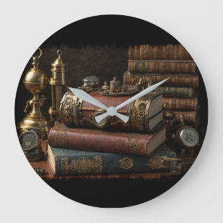 Steampunk Vintag Books Große Wanduhr