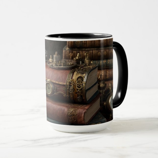 Steampunk Vintag Books Tasse (VorderseiteRechts)