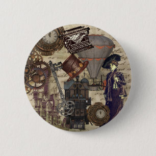Steampunk Vintag Industrial Cyberpunk Viktorianisc Button