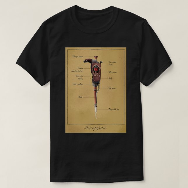 Steampunk Vintag Pipettendiagramm T-Shirt (Design vorne)