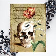 Steampunk Vintag Skull Floral Writing Holiday