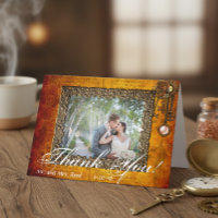 Steampunk Vintag Vielen Dank Foto Wedding Card