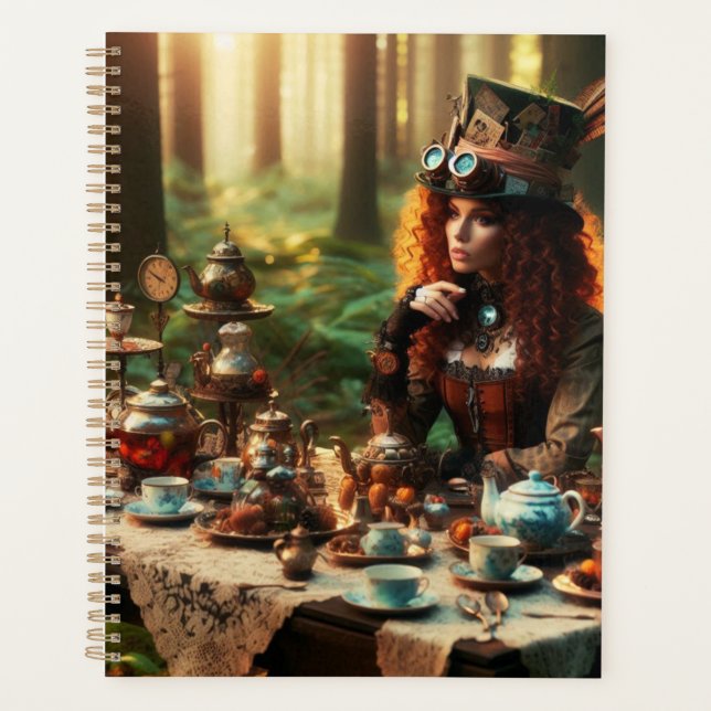 Steampunk Vintag Viktorianisch Lady Mad Hatter Planer (Vorderseite)