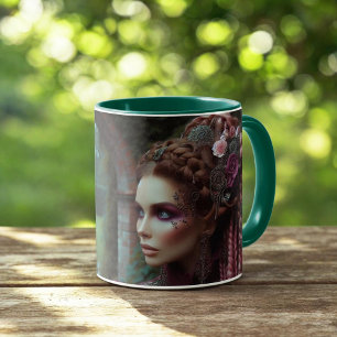 Steampunk Vintag Viktorianisch Lady Pink Garden Tasse