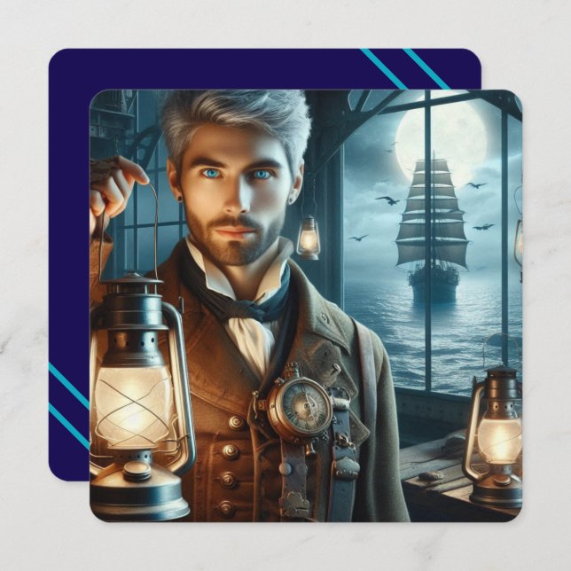 Steampunk Vintag Viktorianisch Lighthouse Keeper Einladung (Vorne/Hinten)