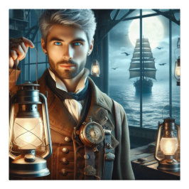 Steampunk Vintag Viktorianisch Lighthouse Keeper Fotodruck