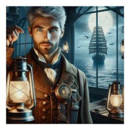 Steampunk Vintag Viktorianisch Lighthouse Keeper Poster