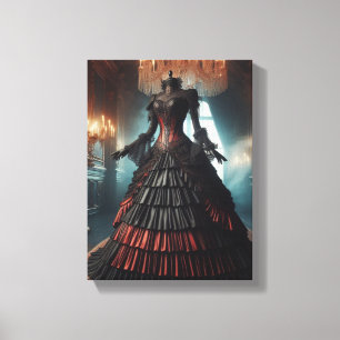 Steampunk Vintag Viktorianisch Rot und Schwarz Leinwanddruck