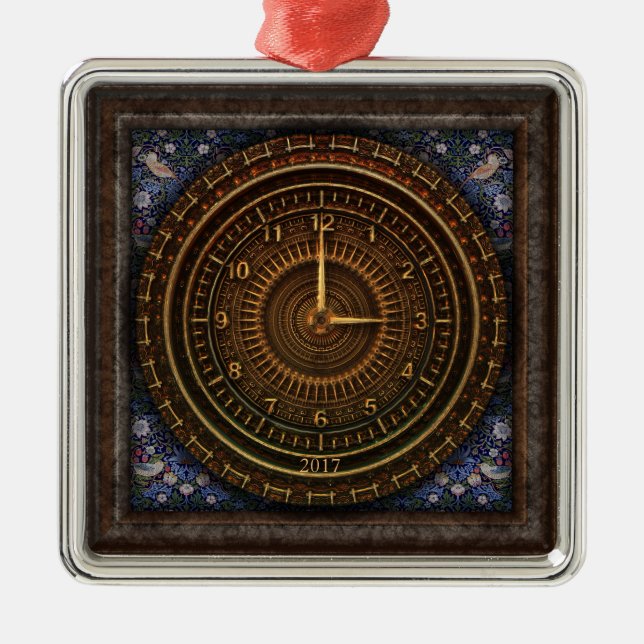 Steampunk-Vintage, altmodische Kupferklemme Silbernes Ornament (Vorne)