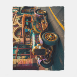 Steampunk Vintage Car in Town Fleecedecke