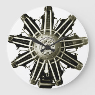Steampunk Vintage Gemma Flugzeugmotor Vorlage Große Wanduhr