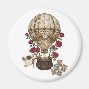 Steampunk-Vintage-Heißluftballon-Abenteuerdesign Magnet