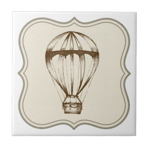 Steampunk Vintage Heißluftballon Fliese