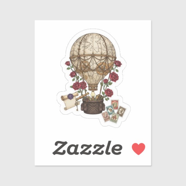 Steampunk Vintage Hot Air Balloon Adventure design Aufkleber (Blatt)