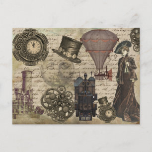 Steampunk Vintage Industrial Victorian Dystopian Postkarte