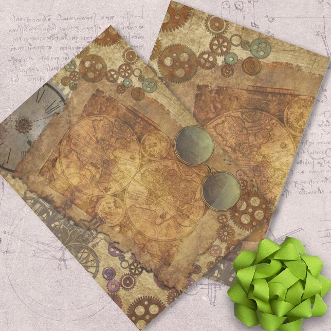 Steampunk Vintage-Kartengetriebe Seidenpapier (Von Creator hochgeladen)
