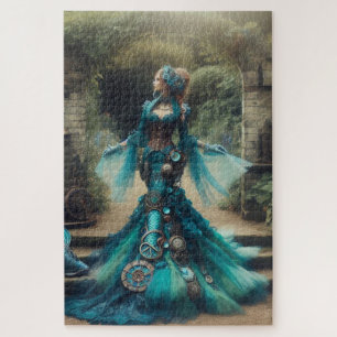 Steampunk-Vintage-Lady im viktorianischen Stil, Te Puzzle