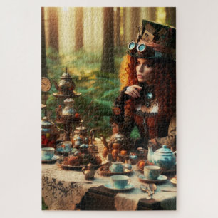 Steampunk-Vintage-Lady im viktorianischen Stil ver Puzzle