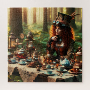 Steampunk-Vintage-Lady im viktorianischen Stil ver Puzzle