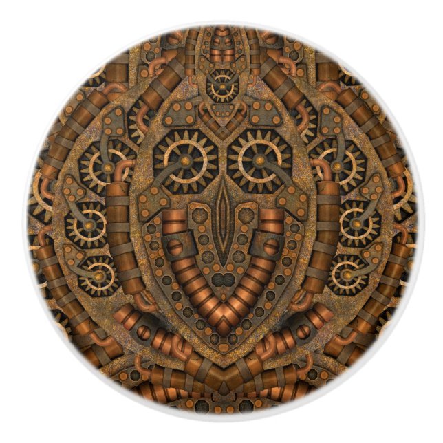 Steampunk Vintage Mechanik Keramikknauf (Vorderseite)