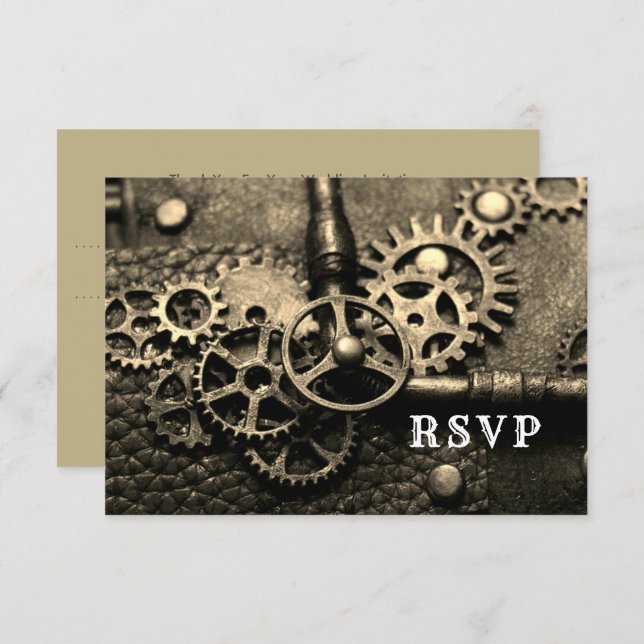 Steampunk-Vintage mechanische Geber RSVP Karte (Vorne/Hinten)