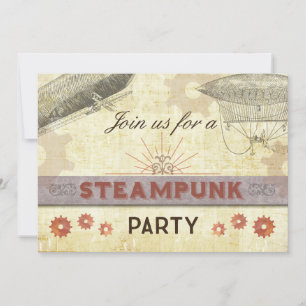 Steampunk-Vintage-Party-Einladung, Zahnräder/Lufts Einladung