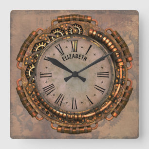 Steampunk Vintage rostige Kunst-Deko-Uhr Quadratische Wanduhr