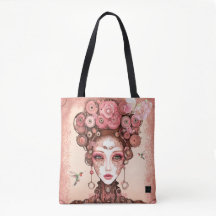 STEAMPUNK VINTAGE SCHÖNHEIT DOLLE FACE PINK TOTE B