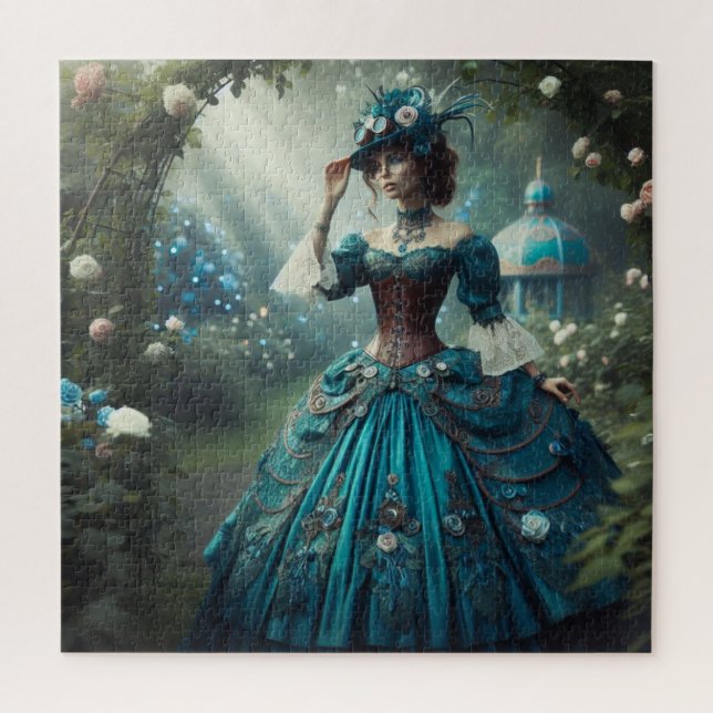 Steampunk Vintage Victorian Garten Dame Puzzle (Vertikal)