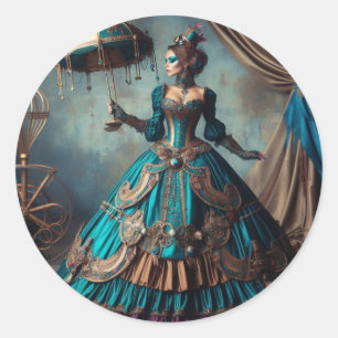 Steampunk-Vintage-Victorian-Lady-Zirkusartistin Runder Aufkleber