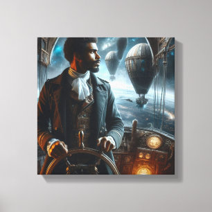 Steampunk Vintage Victorian Weltraum Kapitän Leinwanddruck