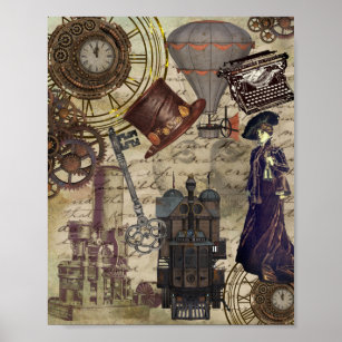 Steampunk Vintage Viktorianische Dystopie Poster