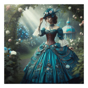 Steampunk Vintage viktorianische Gartendame Fotodruck