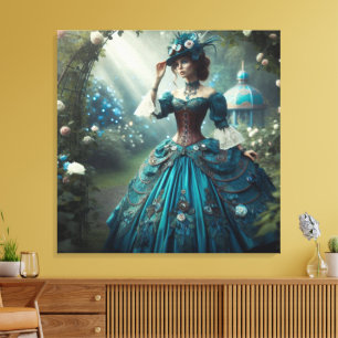 Steampunk Vintage viktorianische Gartendame Leinwanddruck