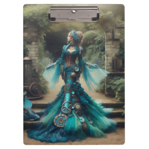 Steampunk Vintage Viktorianische Lady Aquamarin Me Klemmbrett