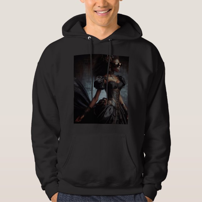 Steampunk Vintage Viktorianische Lady Black Raven Hoodie (Vorderseite)