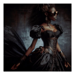Steampunk Vintage Viktorianische Lady Black Raven Poster