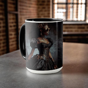 Steampunk Vintage Viktorianische Lady Black Raven Tasse