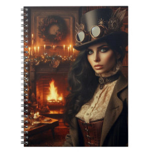 Steampunk Vintage Viktorianische Lady Weihnachten Notizblock