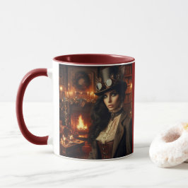 Steampunk Vintage Viktorianische Lady Weihnachten Tasse