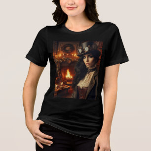 Steampunk Vintage Viktorianische Lady Weihnachten Tri-Blend Shirt