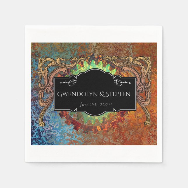 Steampunk Vintage Wedding Personalisiert Serviette (Vorderseite)