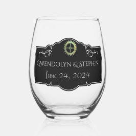 Steampunk Vintage Wedding Personalisiert Weinglas Ohne Stiel