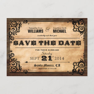 Steampunk Vintager Blick Save the Date