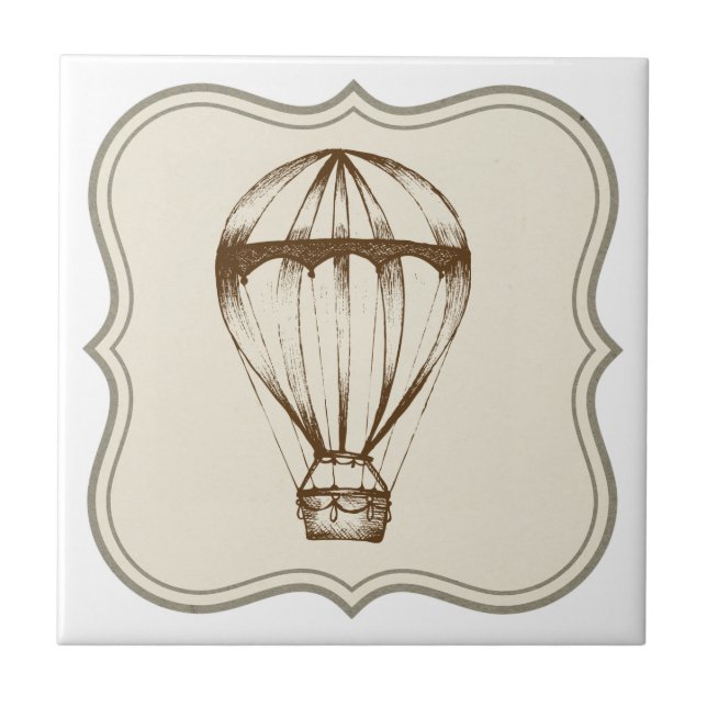 Steampunk Vintager Heißluft-Ballon Fliese (Vorderseite)
