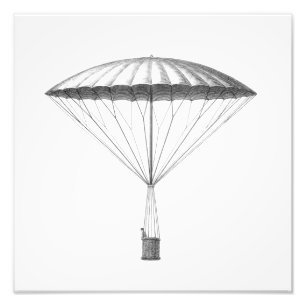 Steampunk Vintager Heißluftballon Zeichnend Fotodruck