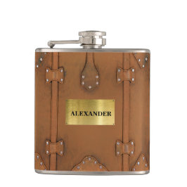 Steampunk-Vintager lederner Blick-Fall Flachmann