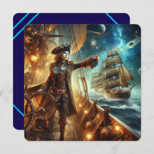 Steampunk Vintager Viktorianischer Ozeanraum Einladung