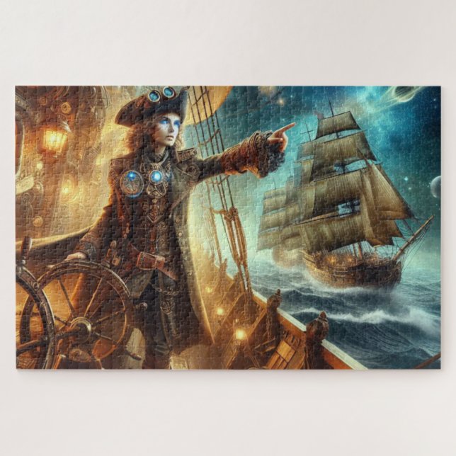 Steampunk Vintager Viktorianischer Ozeanraum Puzzle (Horizontal)