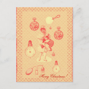 steampunk Vintages Weihnachtsmädchen mit Feiertagspostkarte